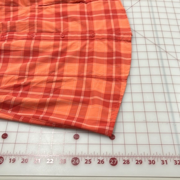 DULUTH TRADING Outdoor Hiking Cabin Vented Fishing Orange Plaid Nylon Shirt L - Picture 16 of 16